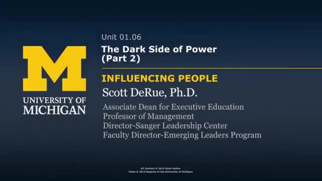 [06] Welcome Leadership Course How To Influence Others The Dark Side Of Power - English