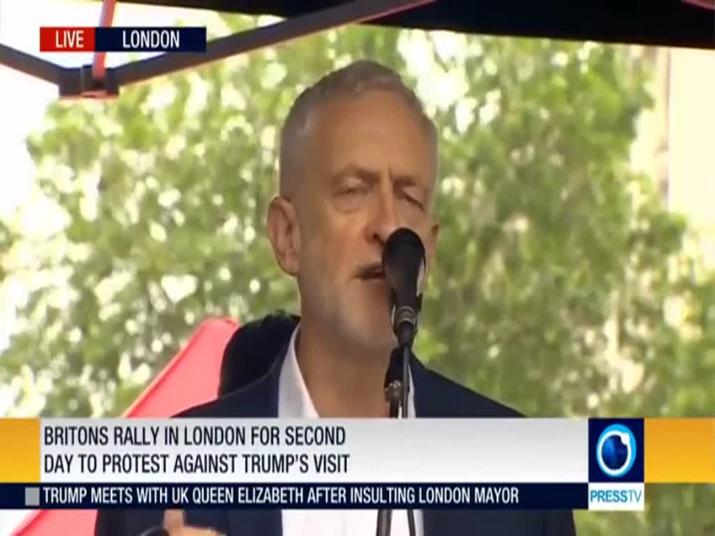[4 June 2019] UK opposition leader Corbyn addresses anti-Trump protesters in London - English