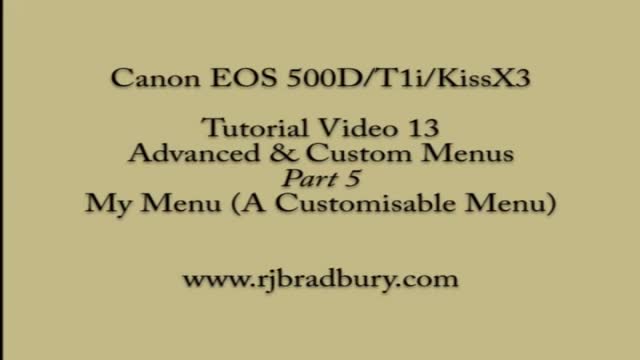 {18} [How To use Canon Camera] Advanced & Custom Menus Part 5 - English