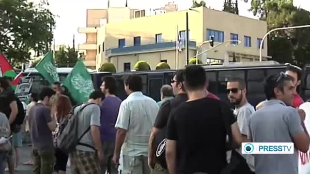 [10 July 2014] Protest held at Israeli embassy in Athens in solidarity with Palestinians - English