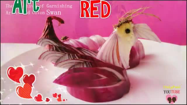 Art In Red Onion Swan - Vegetable Carving Tutorial Video - English