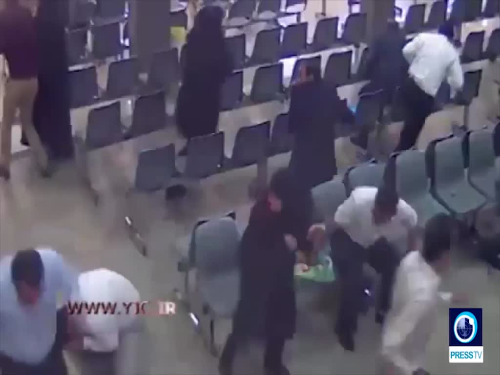[8 June 2017] CCTV footage of the moment Daesh terrorists storm visitors\' hall of Iran\'s parliament - English