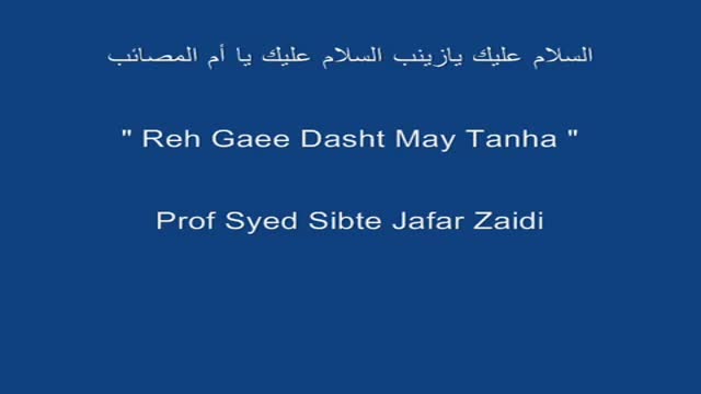 Rah Gaee Dasht May Tanha  ( Prof Syed Sibte Jafar Zaidi ) Urdu