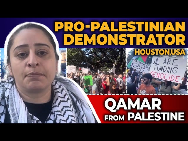 Pro Palestinian Demonstrators | Ms Qamar from Palestine | Downtown Houston USA | 15 October 2023 | English