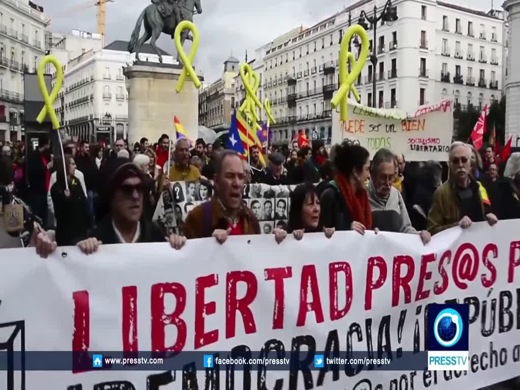 [8 April 2018] Spain_ Pro-Catalan protesters rally for political prisoners - English