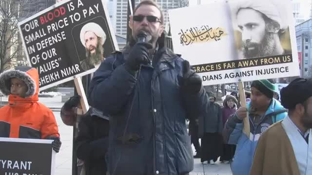 Ali Mallah at Toronto Protest to Condemn Sheikh Nimr Execution by Saudi Regime -English