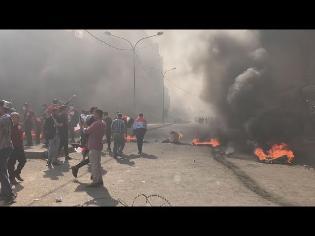 [03/11/19] Iraq: Protesters block central Baghdad with burning barricades - English