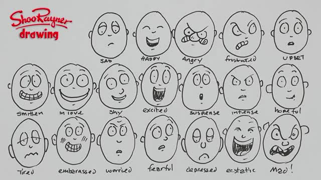 How to draw 20 different emotions - English