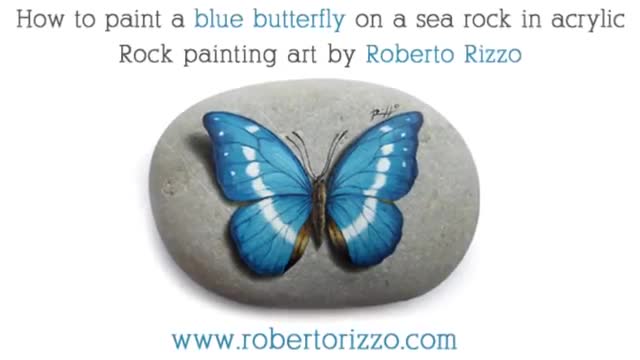 How to paint a butterfly on a sea rock | Speed painting video tutorial English