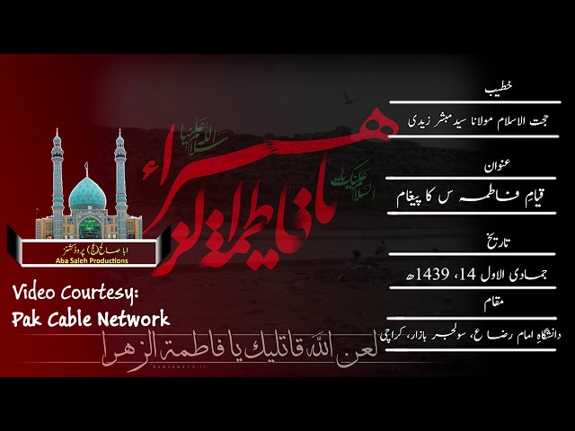 CLIP| قیامِ فاطمہ سلام الله علیہا کا پیغام | H.I. Maulana Syed Mubashir Zaidi | urdu