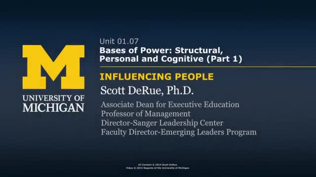 [07] Welcome Leadership Course How To Influence Bases of Power: Structural, Personal and Cognitive (Part 1) - En