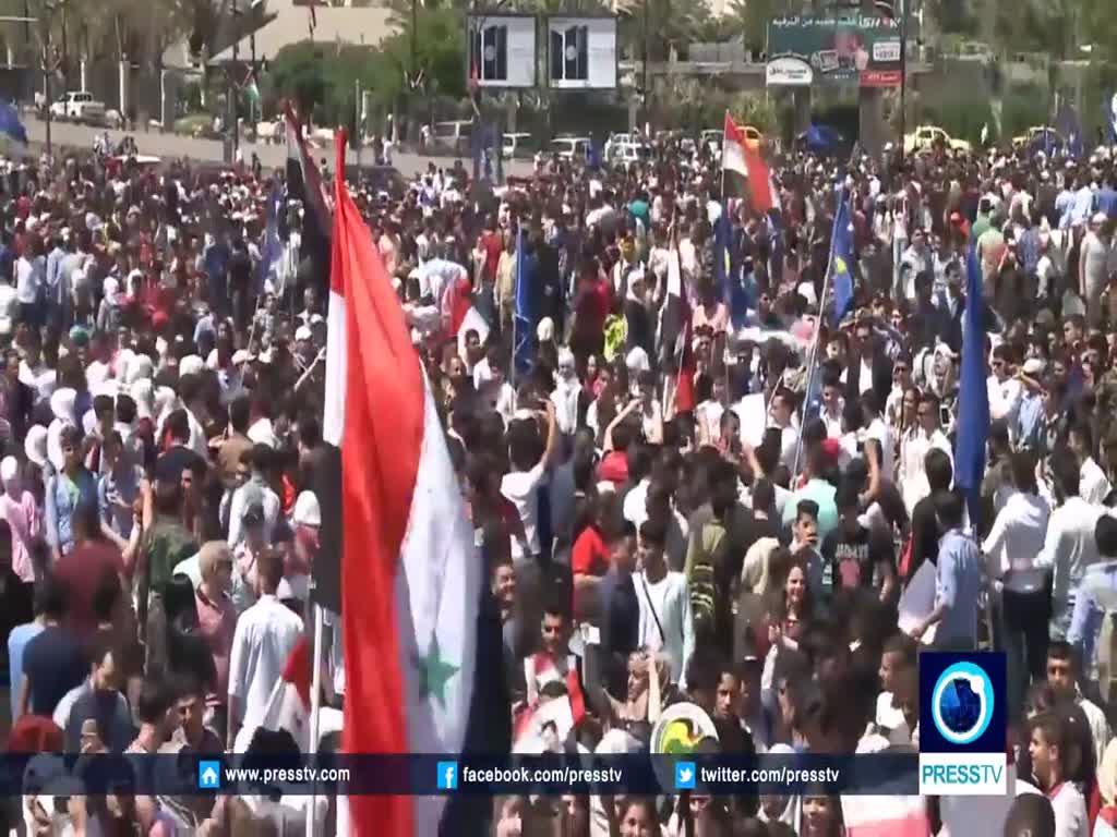 [16 April 2018] Damascus residents rally in support of Bashar al-Assad - English