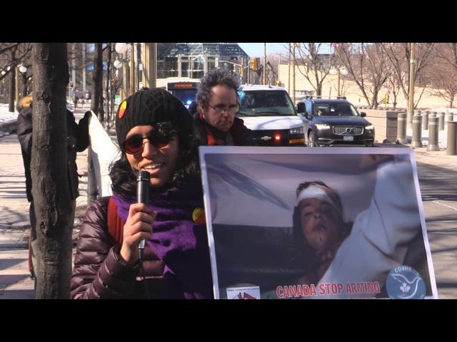 Ottawa Mark 4th year of Illegal war on Yemen infront of United States Embassy in Ottawa - English