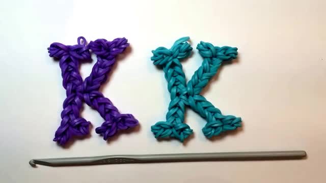  Loom Bands Letter K Charm Using Just a Crochet Hook - English