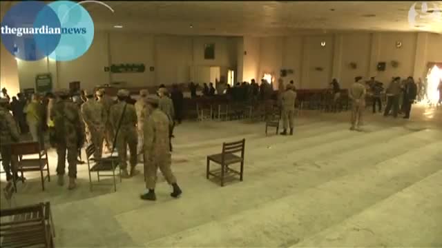 Pakistani soldiers inside Peshawar school where Taliban massacred children – video - English