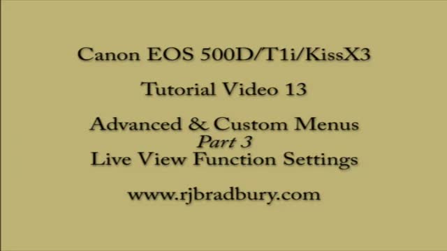 {16} [How To use Canon Camera] Advanced & Custom Menus Part 3 - English